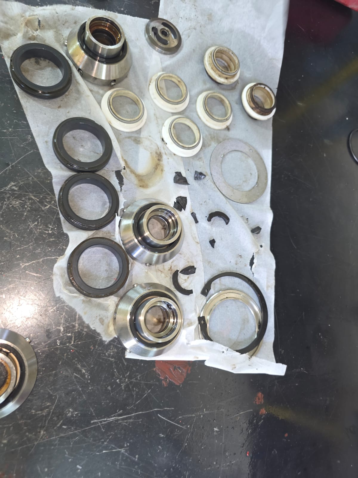 FRAMO pump seals and mechanical components laid out